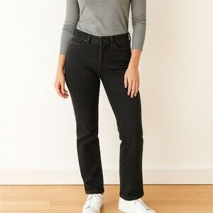 Nine West Pull On Flare Jeans 10 Pants Black Stretch Mid Rise Pockets